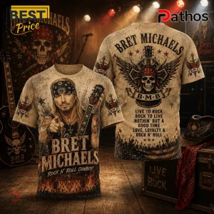 Bret Michaels Rock N Roll Cowboy Retro Casual Apparel T-Shirt