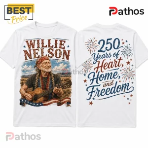 Willie Nelson 250 Years of Liberty Illustrated Cotton T-Shirt 4 Willie Nelson 250 Years of Liberty Illustrated Cotton T-Shirt