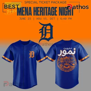 MENA Heritage x Detroit Tigers Blue Baseball Jersey