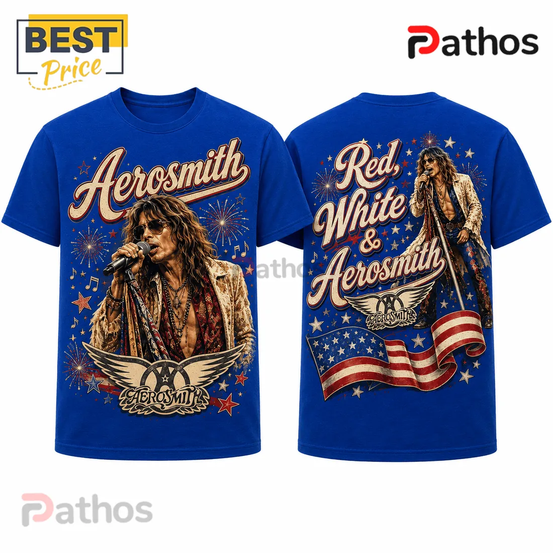 Aerosmith Red White And Blue Vintage Royal Blue Shirt Aerosmith Red White And Blue Vintage Royal Blue Shirt