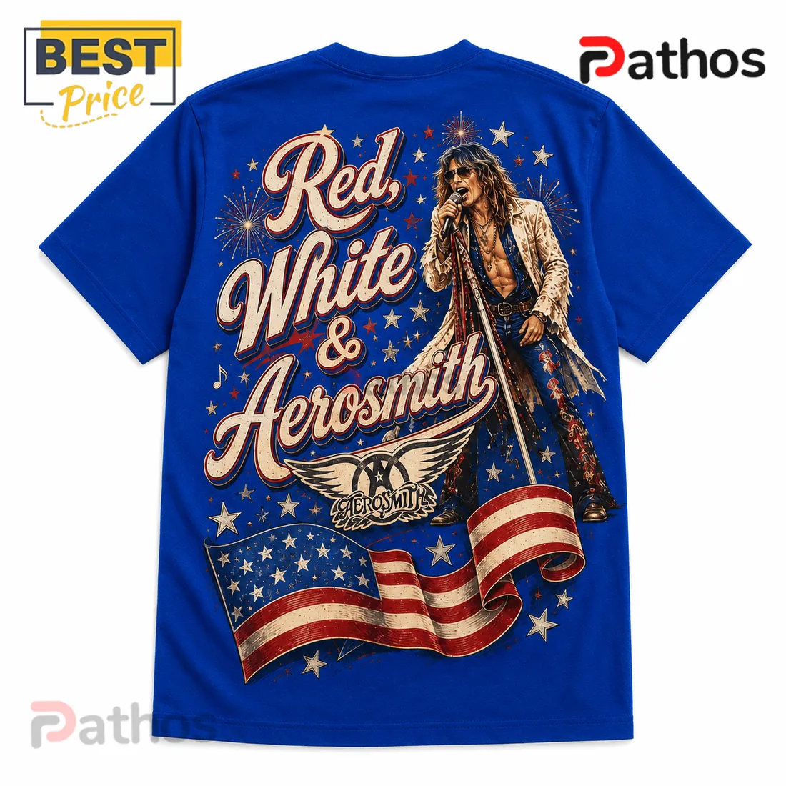Aerosmith Red White And Blue Vintage Royal Blue Shirt Aerosmith Red White And Blue Vintage Royal Blue Shirt