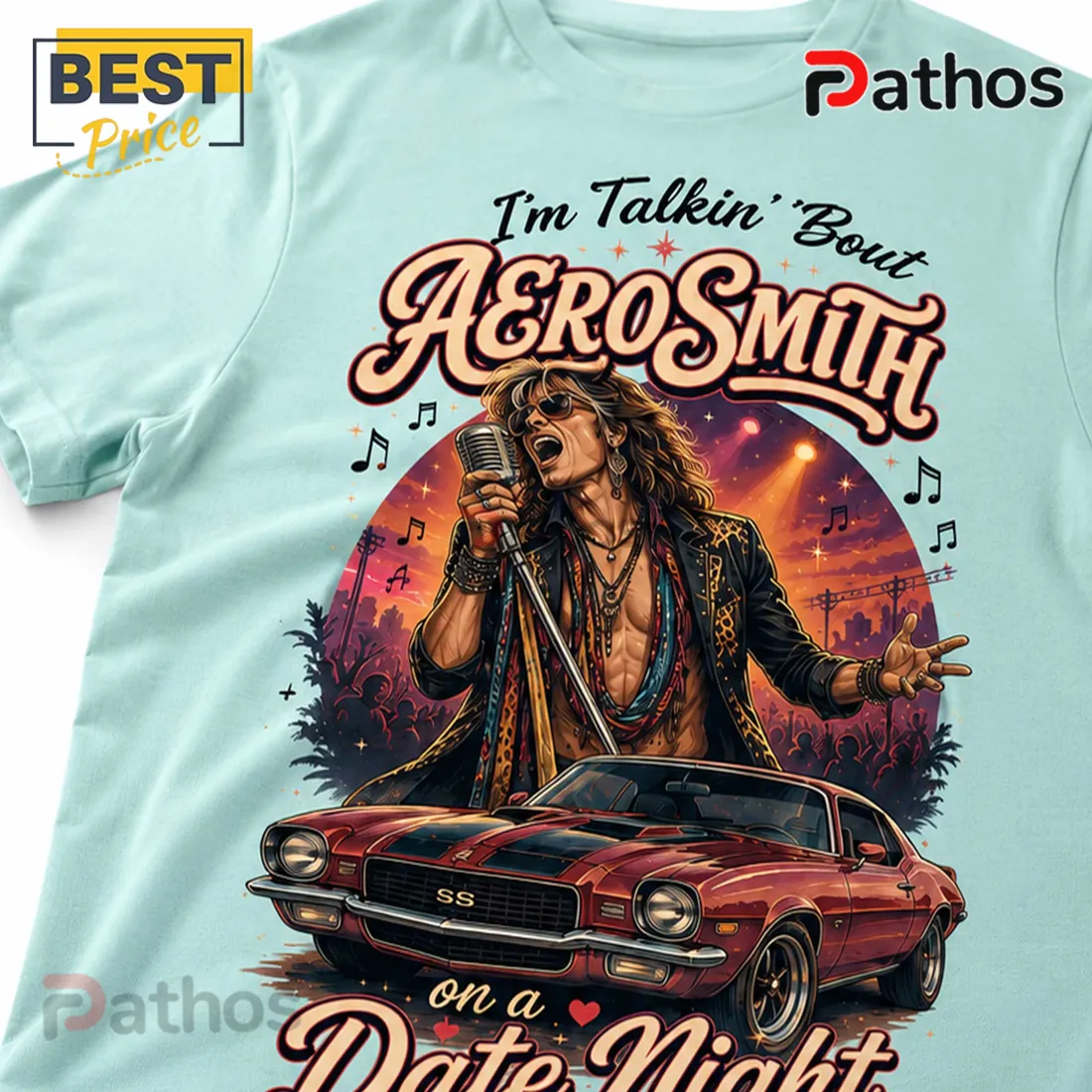 Aerosmith Road Trip Vibes Route 1973 Retro Car Graphic T-Shirt Aerosmith Road Trip Vibes Route 1973 Retro Car Graphic T-Shirt