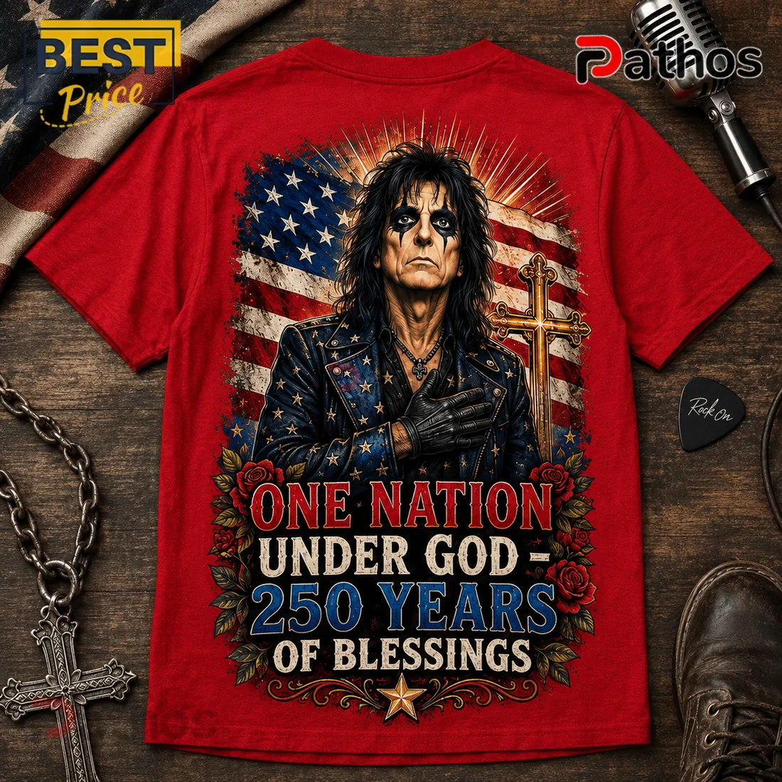 Alice Cooper One Nation Under God 250 Years Red T-Shirt Alice Cooper One Nation Under God 250 Years Red T-Shirt