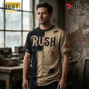 Rush Rock Band 1968 Starman Distressed Patchwork T-Shirt 3 Rush Rock Band 1968 Starman Distressed Patchwork T-Shirt