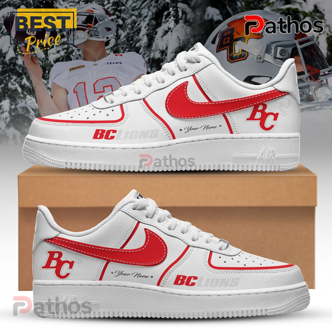 BC Lions Personalized Pacific Frost Custom AIr Force 1 Sneakers BC Lions Personalized Pacific Frost Custom AIr Force 1 Sneakers