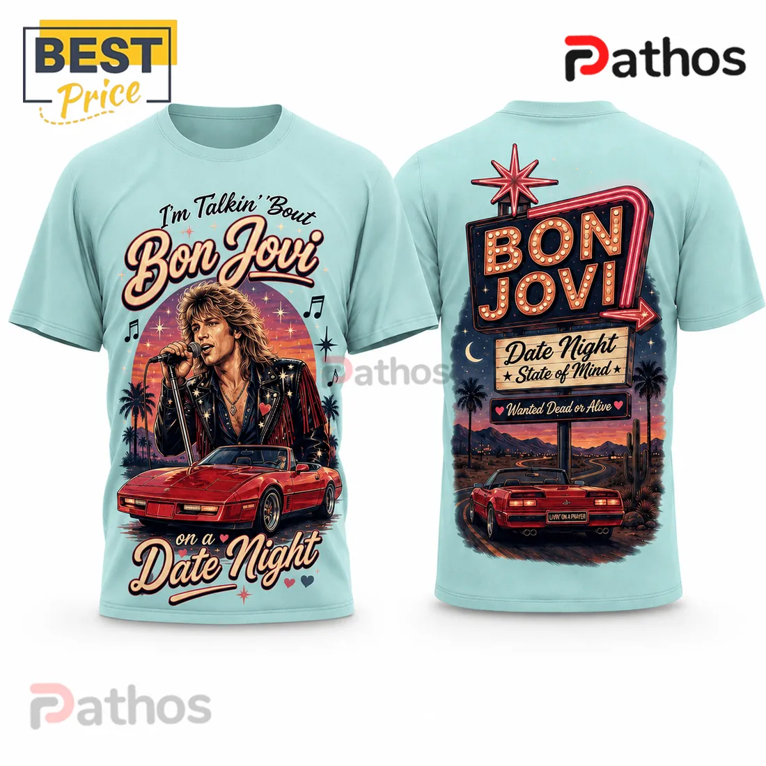 Bon Jovi Retro Roadside Nights Road Trip Vibes T-Shirt Bon Jovi Retro Roadside Nights Road Trip Vibes T-Shirt