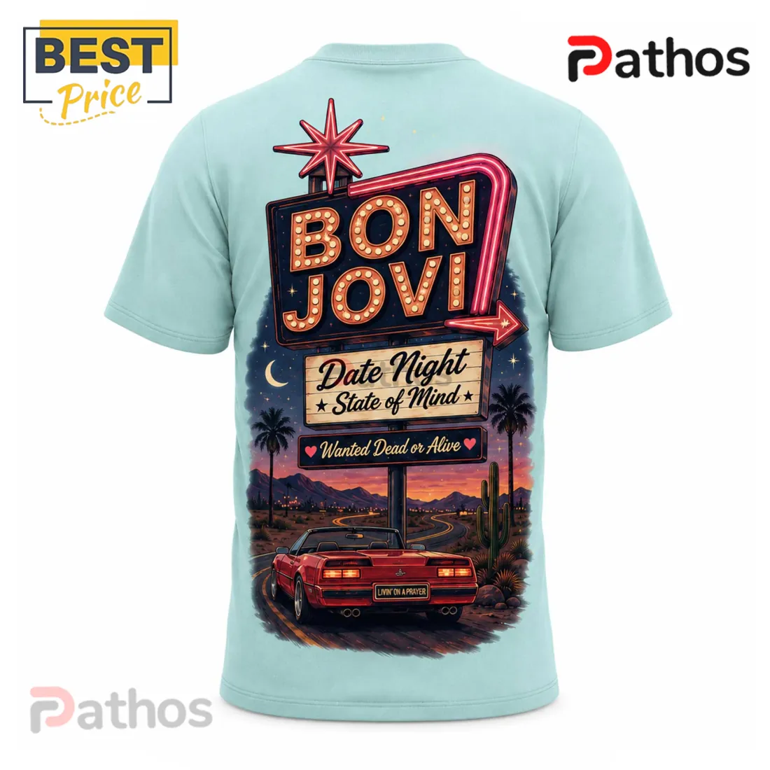 Bon Jovi Retro Roadside Nights Road Trip Vibes T-Shirt Bon Jovi Retro Roadside Nights Road Trip Vibes T-Shirt