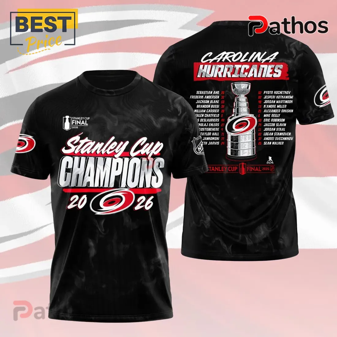 Carolina Hurricanes 2026 Stanley Cup Champions Roster T-Shirt Carolina Hurricanes 2026 Stanley Cup Champions Roster T-Shirt
