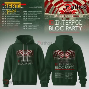 Interpol x Bloc Party UK EU Tour 2026 Dark Green Hoodie