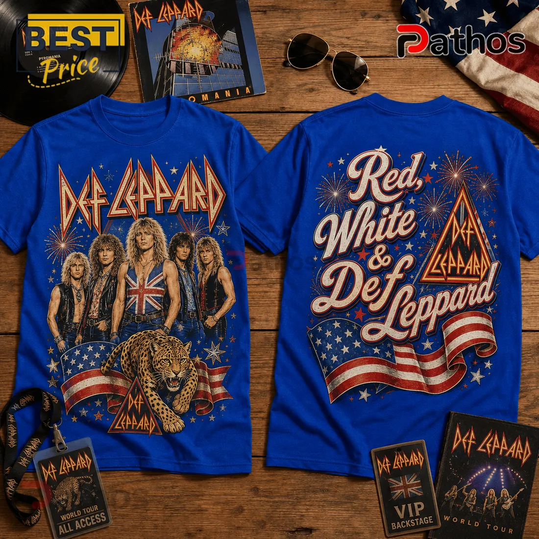 Def Leppard Vintage Rock Band Patriotic Crewneck T-Shirt Def Leppard Vintage Rock Band Patriotic Crewneck T-Shirt