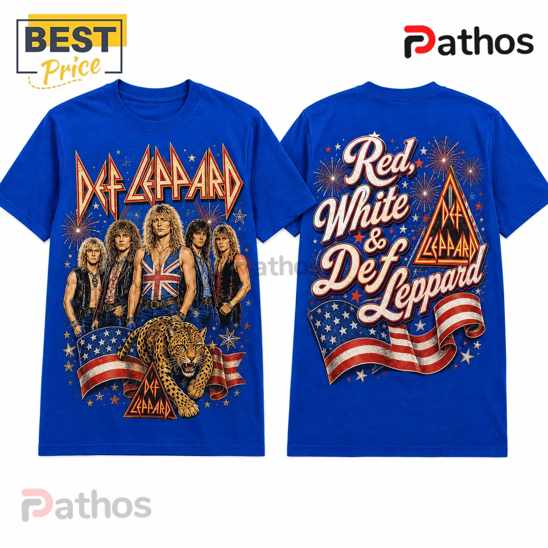 Def Leppard Vintage Rock Band Patriotic Crewneck T-Shirt Def Leppard Vintage Rock Band Patriotic Crewneck T-Shirt