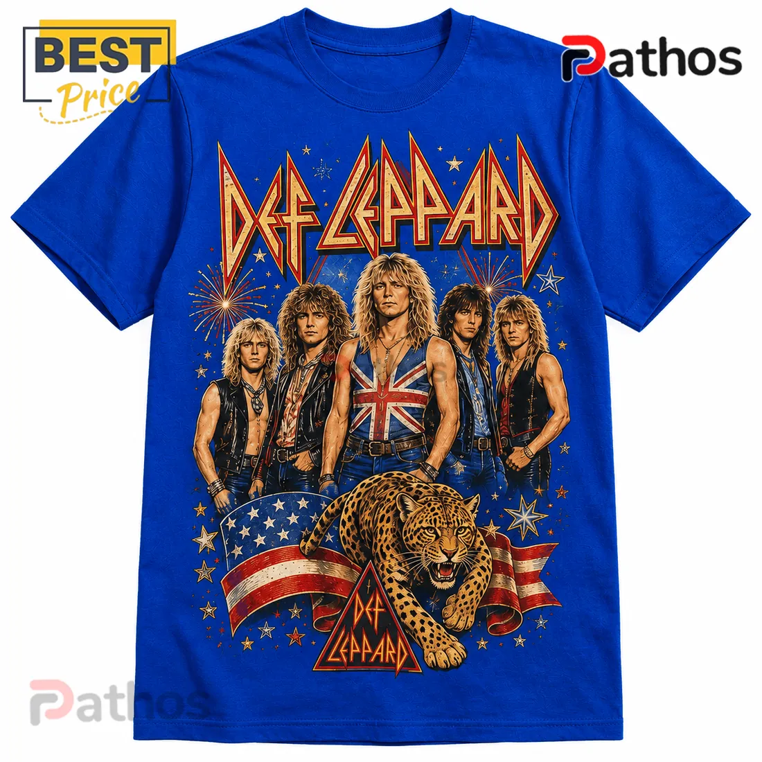 Def Leppard Vintage Rock Band Patriotic Crewneck T-Shirt Def Leppard Vintage Rock Band Patriotic Crewneck T-Shirt