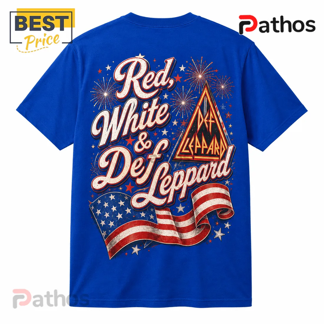 Def Leppard Vintage Rock Band Patriotic Crewneck T-Shirt Def Leppard Vintage Rock Band Patriotic Crewneck T-Shirt