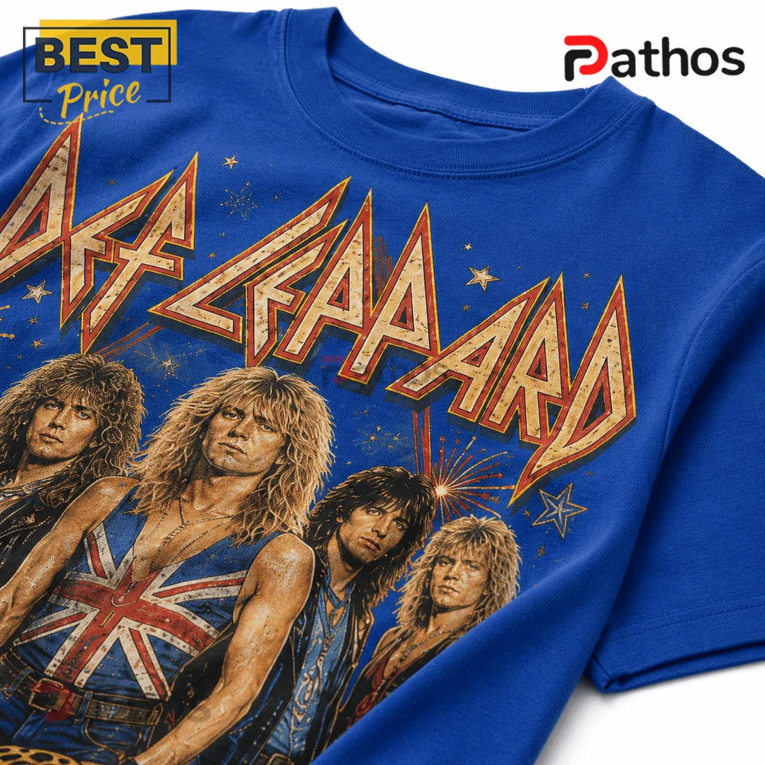 Def Leppard Vintage Rock Band Patriotic Crewneck T-Shirt Def Leppard Vintage Rock Band Patriotic Crewneck T-Shirt