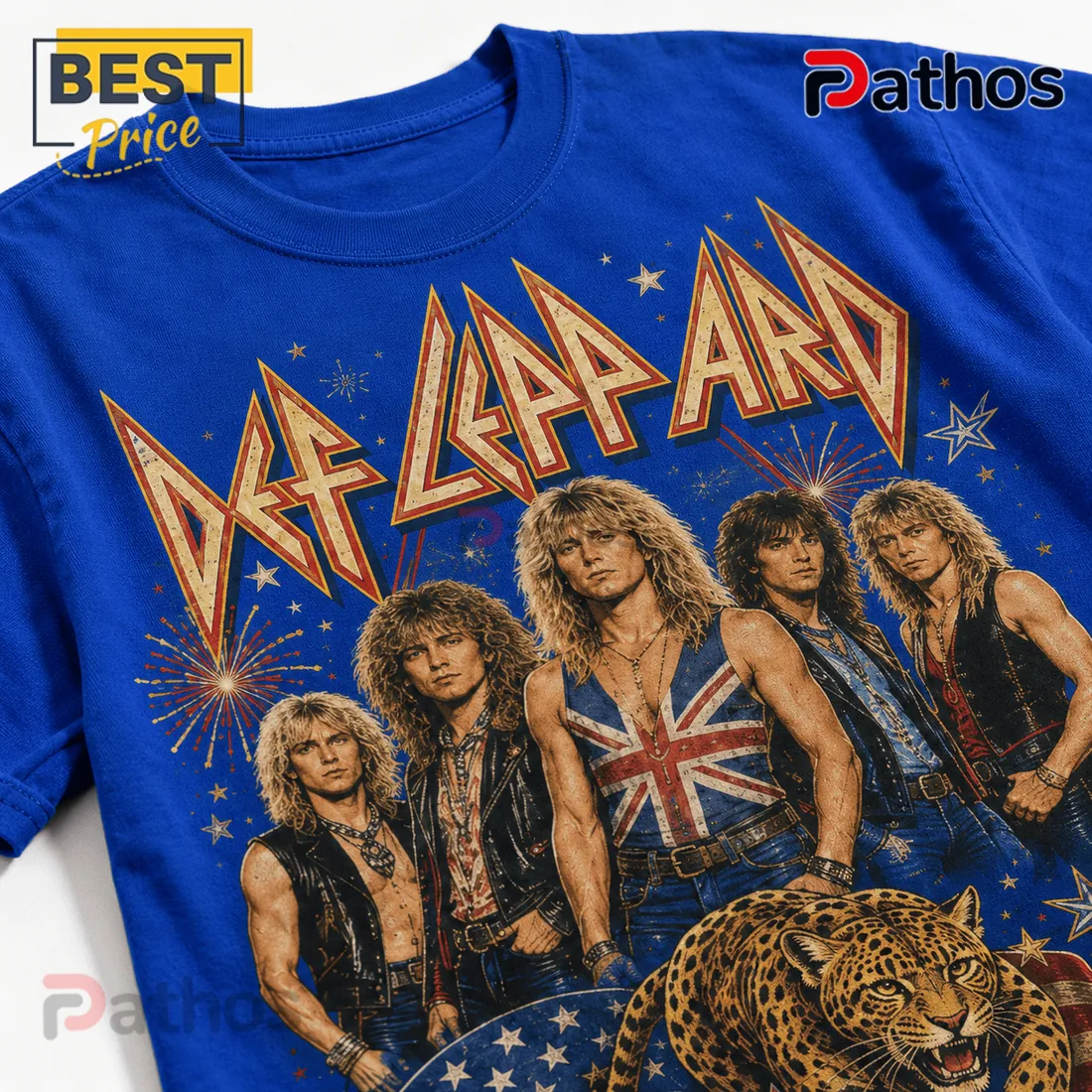 Def Leppard Vintage Rock Band Patriotic Crewneck T-Shirt Def Leppard Vintage Rock Band Patriotic Crewneck T-Shirt