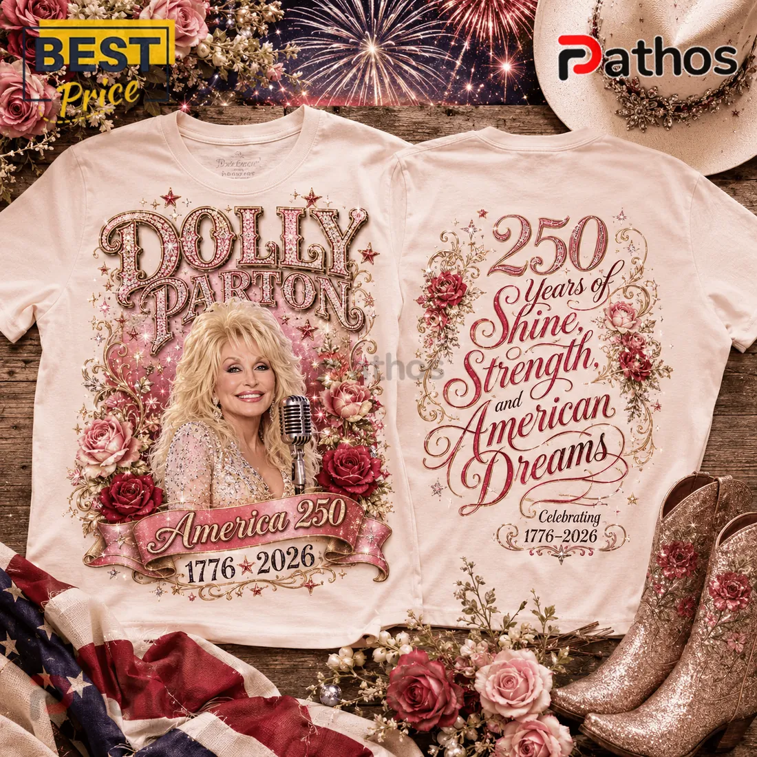 Dolly Parton America 250th Anniversary Cotton T-Shirt Dolly Parton America 250th Anniversary Cotton T-Shirt
