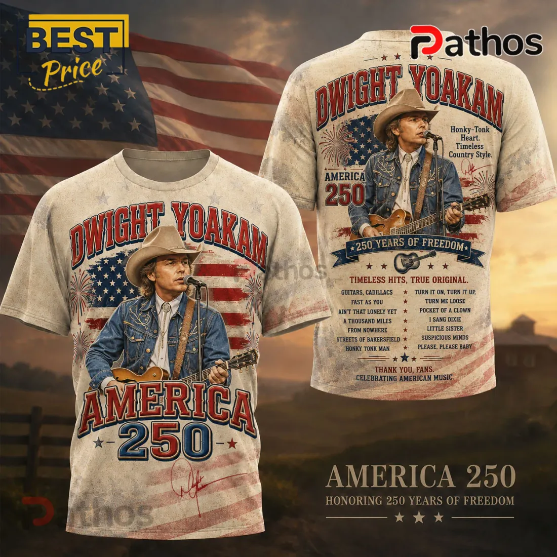 Dwight Yoakam America 250 Years of Freedom Patriotic T-Shirt Dwight Yoakam America 250 Years of Freedom Patriotic T-Shirt
