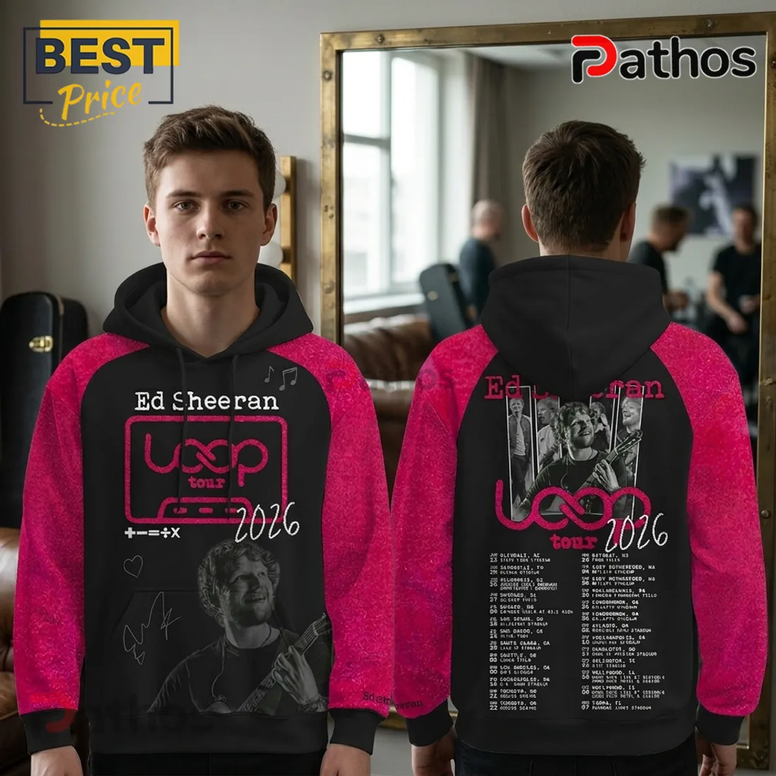 Ed Sheeran Loop Tour 2026 Pink Black Concert Hoodie Ed Sheeran Loop Tour 2026 Pink Black Concert Hoodie
