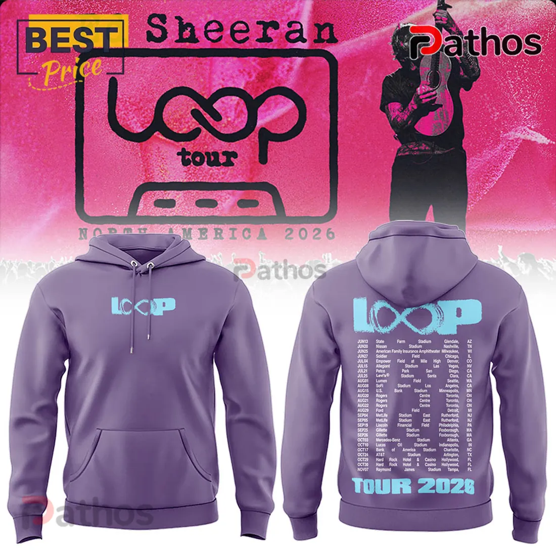 Ed Sheeran North American Loop Tour 2026 Purple Hoodie Ed Sheeran North American Loop Tour 2026 Purple Hoodie
