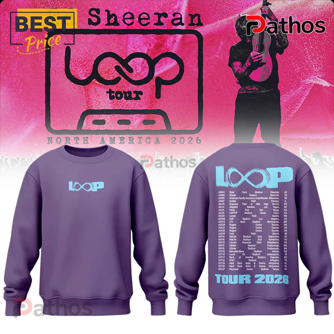 Ed Sheeran North American Loop Tour 2026 Purple Hoodie Ed Sheeran North American Loop Tour 2026 Purple Hoodie