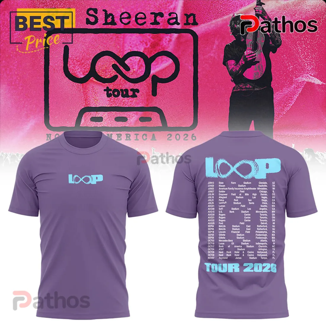 Ed Sheeran North American Loop Tour 2026 Purple Hoodie Ed Sheeran North American Loop Tour 2026 Purple Hoodie