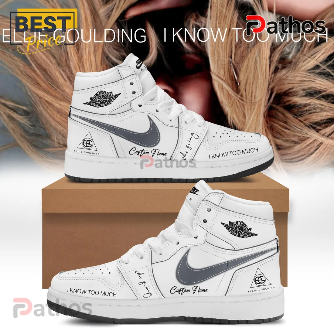 Ellie Goulding I Know Too Much Collectible Air Jordan 1 High Top Sneakers Ellie Goulding I Know Too Much Collectible Air Jordan 1 High Top Sneakers