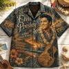 Elvis Presley King of Rock Navy Blue Hawaiian Shirt