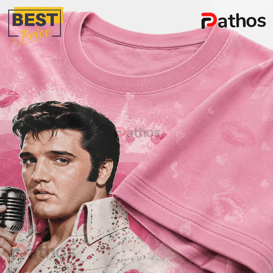 Elvis Presley Pink Forever King of My Heart Graphic T-Shirt Elvis Presley Pink Forever King of My Heart Graphic T-Shirt