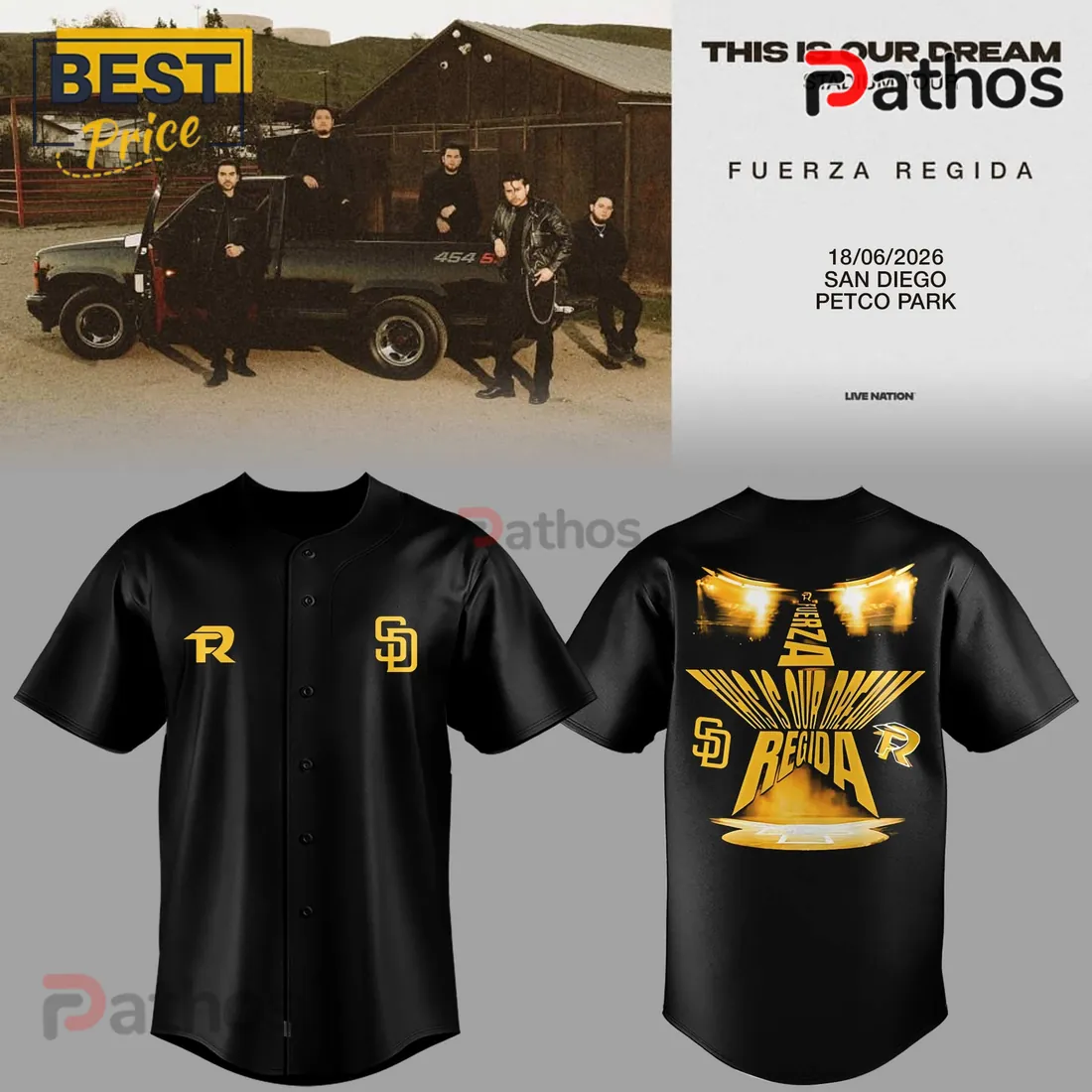 Fuerza Regida x San Diego Padres 2026 This Is Our Dream Black Baseball Jersey Fuerza Regida x San Diego Padres 2026 This Is Our Dream Black Baseball Jersey