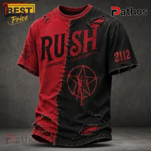 Rush 2112 Starman Red Black Distressed T-Shirt