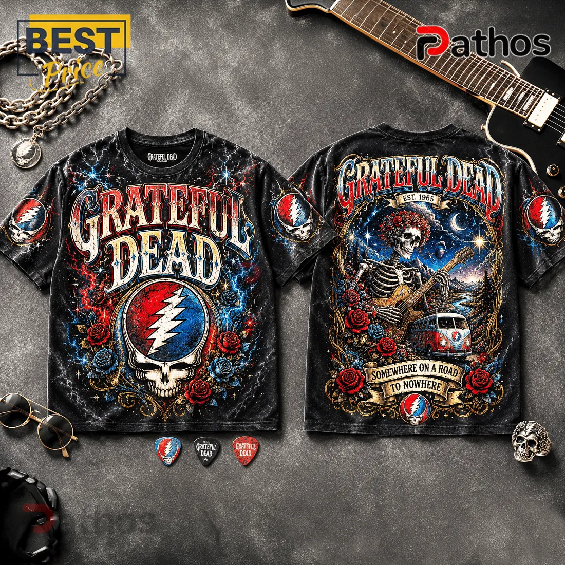 Grateful Dead Somewhere On A Road To Nowhere Cotton T-Shirt Grateful Dead Somewhere On A Road To Nowhere Cotton T-Shirt