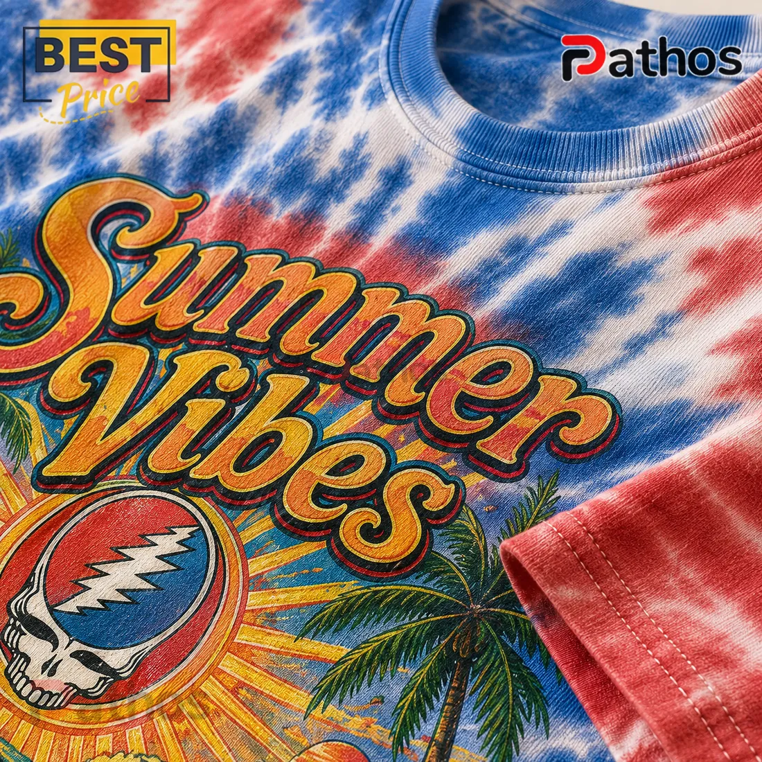 Grateful Dead Summer Vibes Tie-Dye Dancing Bear Graphic T-Shirt Grateful Dead Summer Vibes Tie-Dye Dancing Bear Graphic T-Shirt