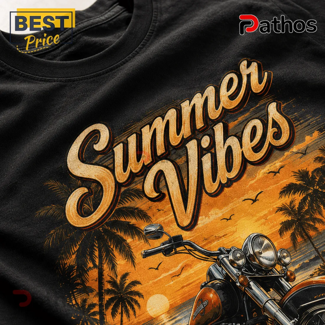 Harley-Davidson Summer Vibes Motorcycle Beach T-Shirt Harley-Davidson Summer Vibes Motorcycle Beach T-Shirt