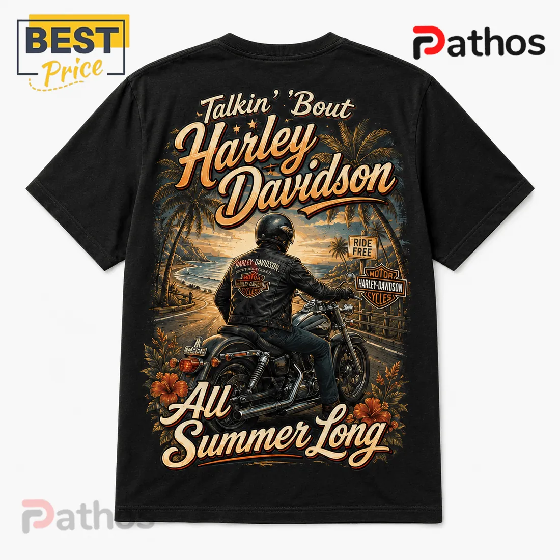 Harley-Davidson Summer Vibes Motorcycle Beach T-Shirt Harley-Davidson Summer Vibes Motorcycle Beach T-Shirt