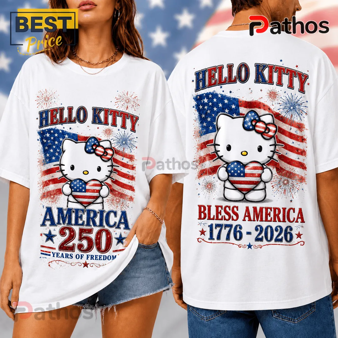 Hello Kitty America 1776-2026 Bless America Independence Day Patriotic Shirt Hello Kitty America 1776-2026 Bless America Independence Day Patriotic Shirt
