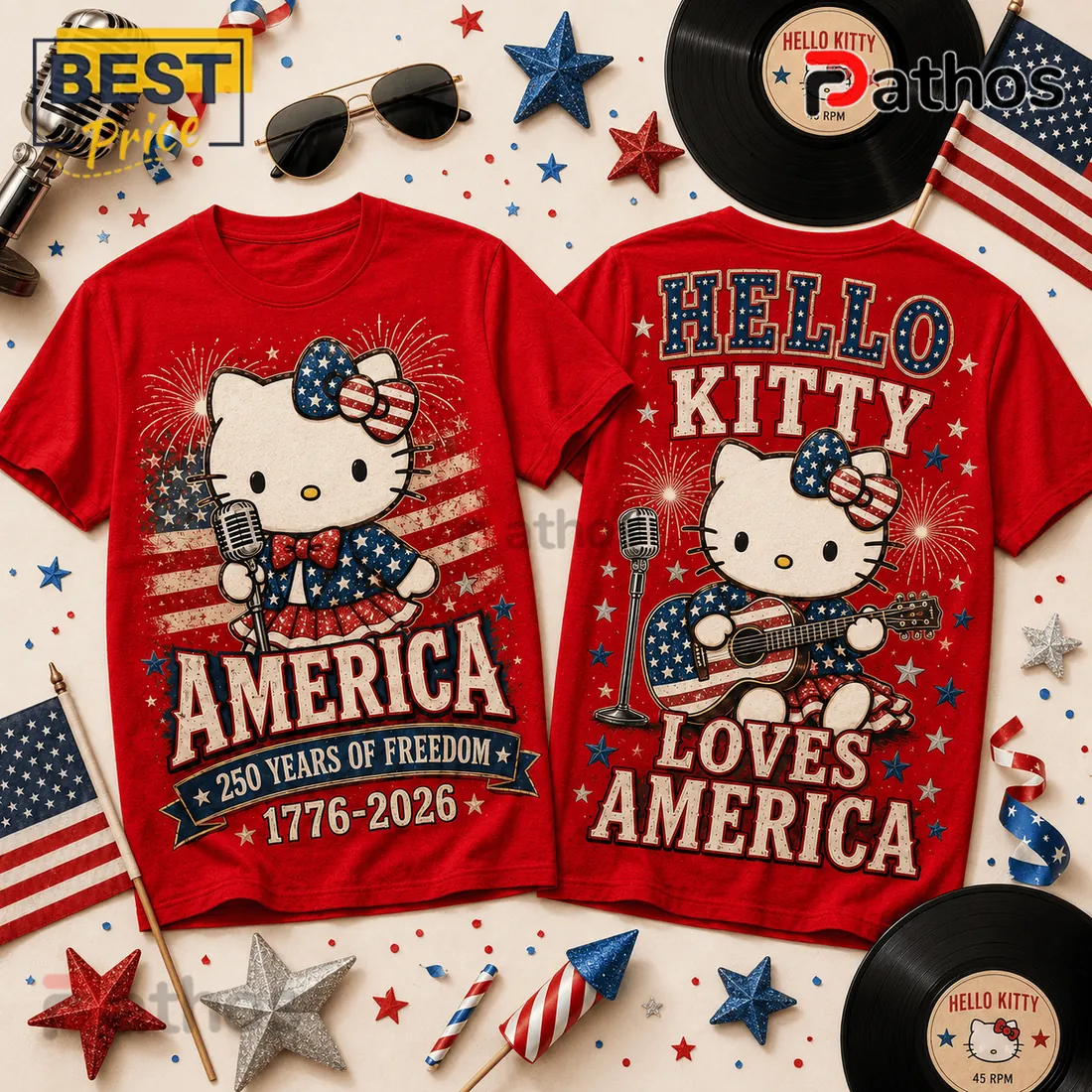 Hello Kitty x America 250 Years of Freedom 1776-2026 Patriotic T-Shirt Hello Kitty x America 250 Years of Freedom 1776-2026 Patriotic T-Shirt