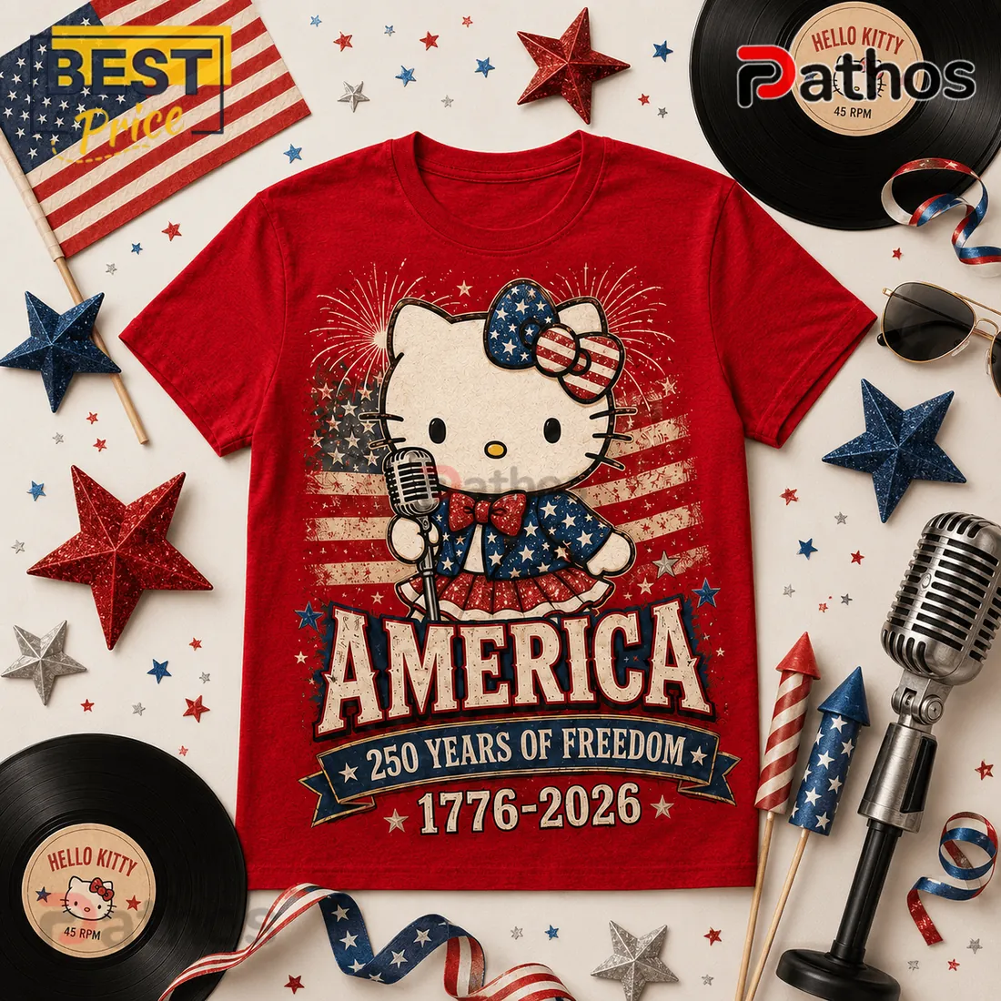Hello Kitty x America 250 Years of Freedom 1776-2026 Patriotic T-Shirt Hello Kitty x America 250 Years of Freedom 1776-2026 Patriotic T-Shirt