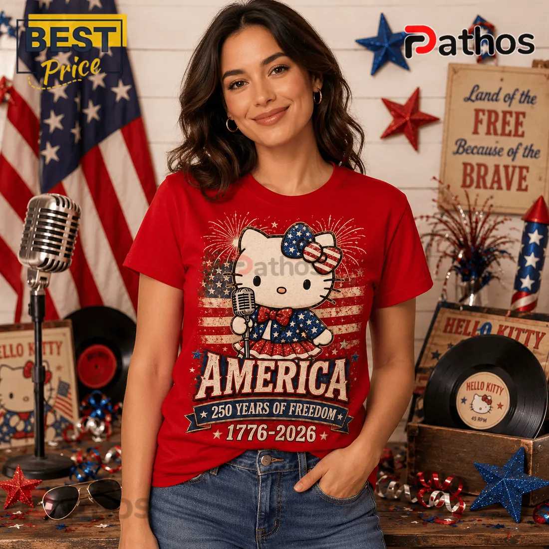 Hello Kitty x America 250 Years of Freedom 1776-2026 Patriotic T-Shirt Hello Kitty x America 250 Years of Freedom 1776-2026 Patriotic T-Shirt