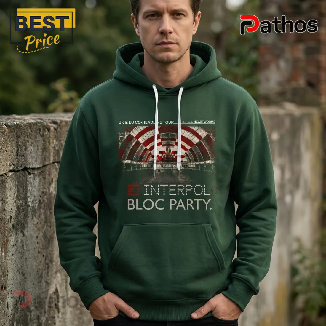 Interpol x Bloc Party UK EU Tour 2026 Dark Green Hoodie Interpol x Bloc Party UK EU Tour 2026 Dark Green Hoodie