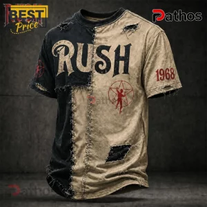 Rush Rock Band 1968 Starman Distressed Patchwork T-Shirt 1 Rush Rock Band 1968 Starman Distressed Patchwork T-Shirt