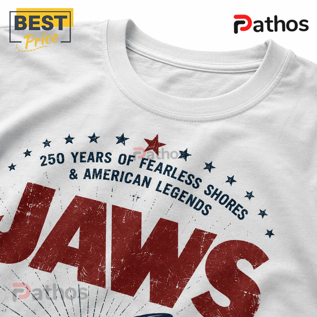 Jaws America 1776-2026 250th Anniversary Cotton Unisex Shirt Jaws America 1776-2026 250th Anniversary Cotton Unisex Shirt