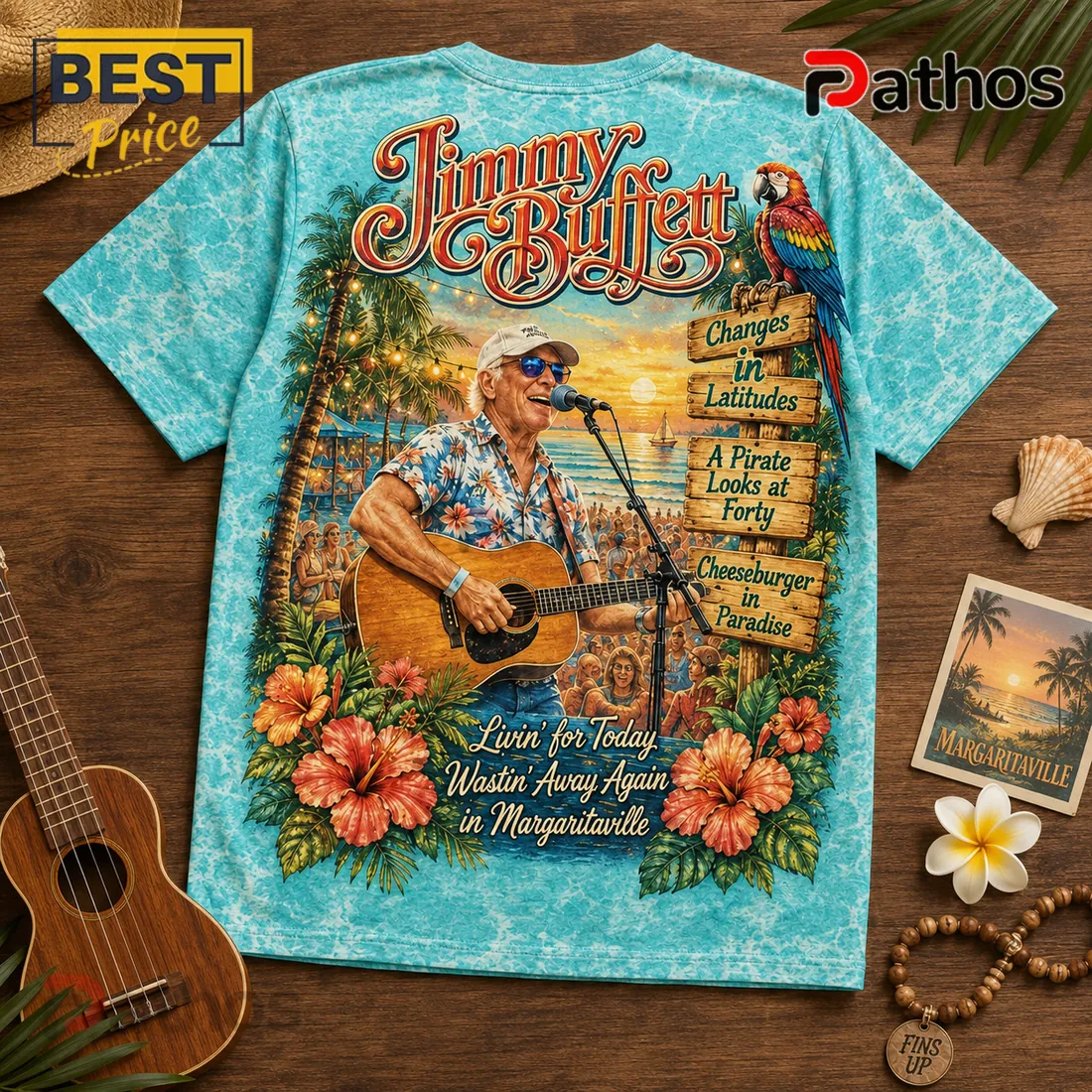 Jimmy Buffett Margaritaville Paradise Song Titles Island T-Shirt Jimmy Buffett Margaritaville Paradise Song Titles Island T-Shirt