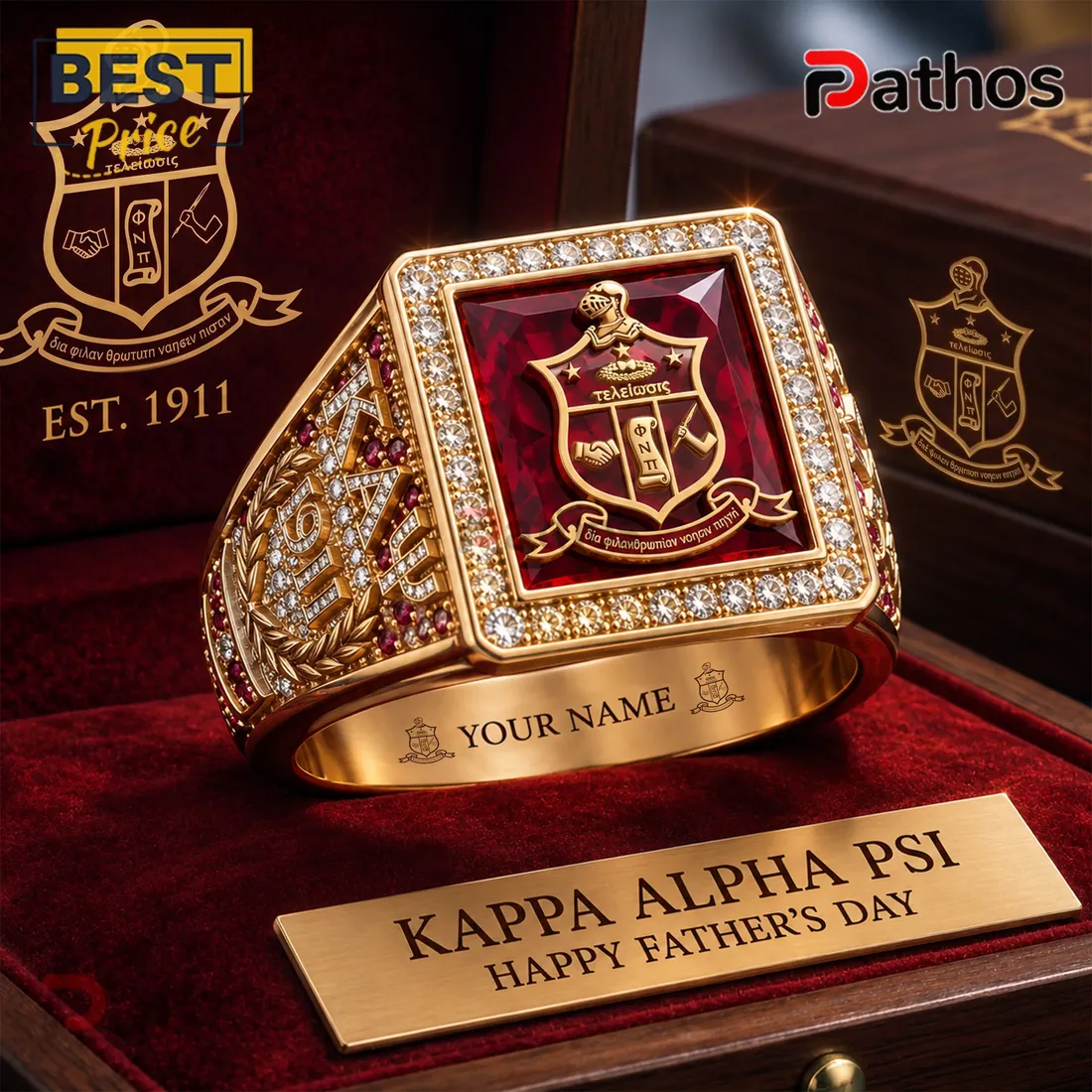 Kappa Alpha Psi Gold Ruby Crest Ring Kappa Alpha Psi Gold Ruby Crest Ring