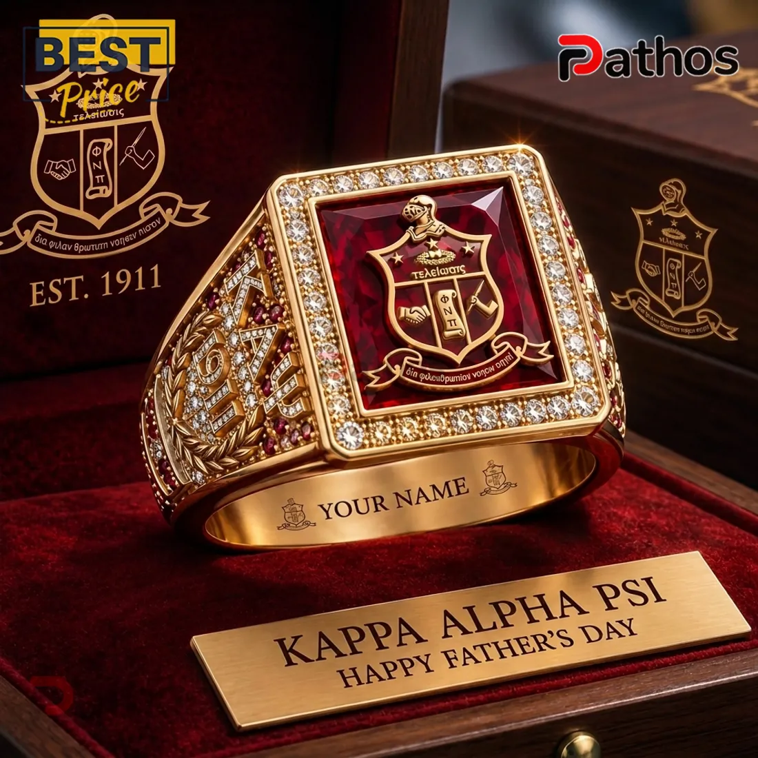 Kappa Alpha Psi Gold Ruby Crest Ring Kappa Alpha Psi Gold Ruby Crest Ring