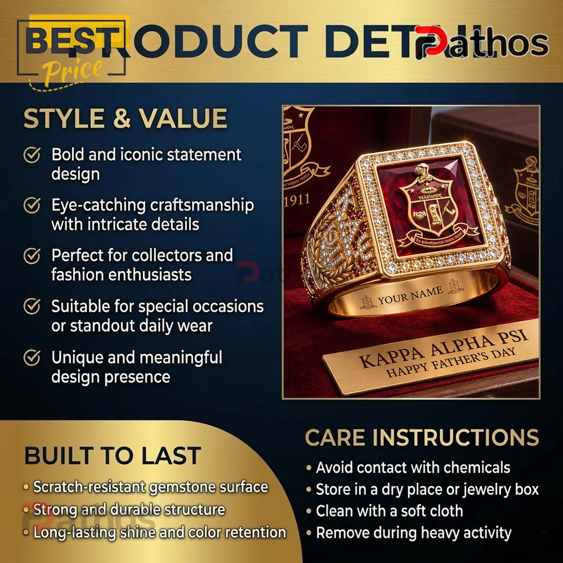 Kappa Alpha Psi Gold Ruby Crest Ring Kappa Alpha Psi Gold Ruby Crest Ring