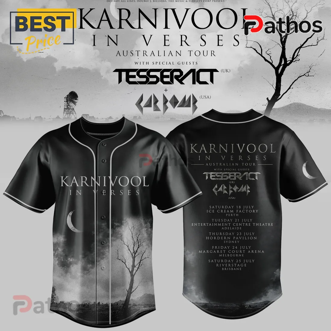 Karnivool In Verses Australian Tour Black Baseball Jersey Karnivool In Verses Australian Tour Black Baseball Jersey