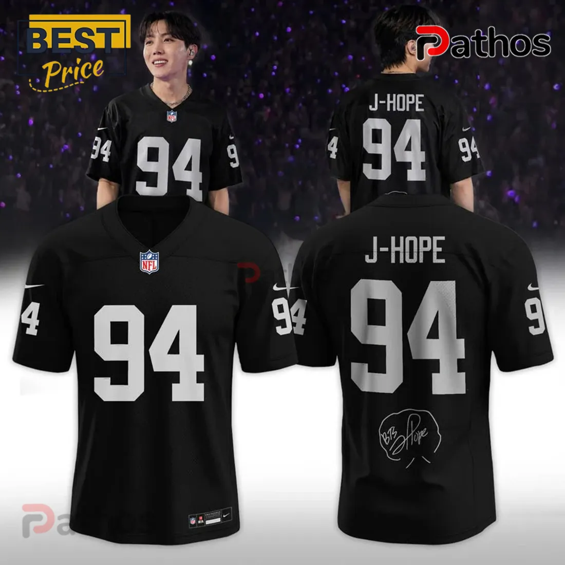 Las Vegas Raiders x J-Hope 94 2026 Limited Edition Football Jersey Las Vegas Raiders x J-Hope 94 2026 Limited Edition Football Jersey