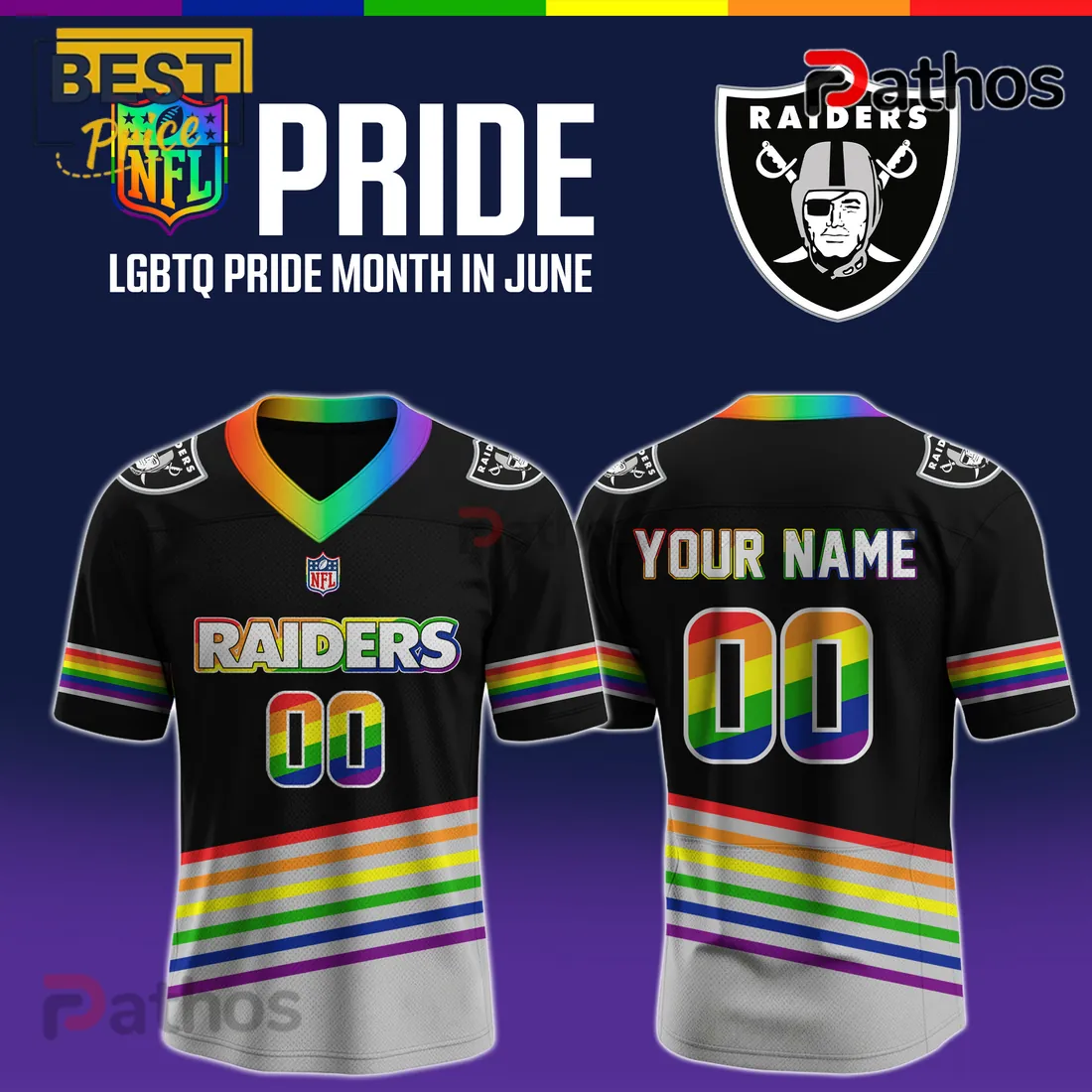 Las Vegas Raiders x LGBTQ Pride Month Limited Edition Football Jersey Las Vegas Raiders x LGBTQ Pride Month Limited Edition Football Jersey