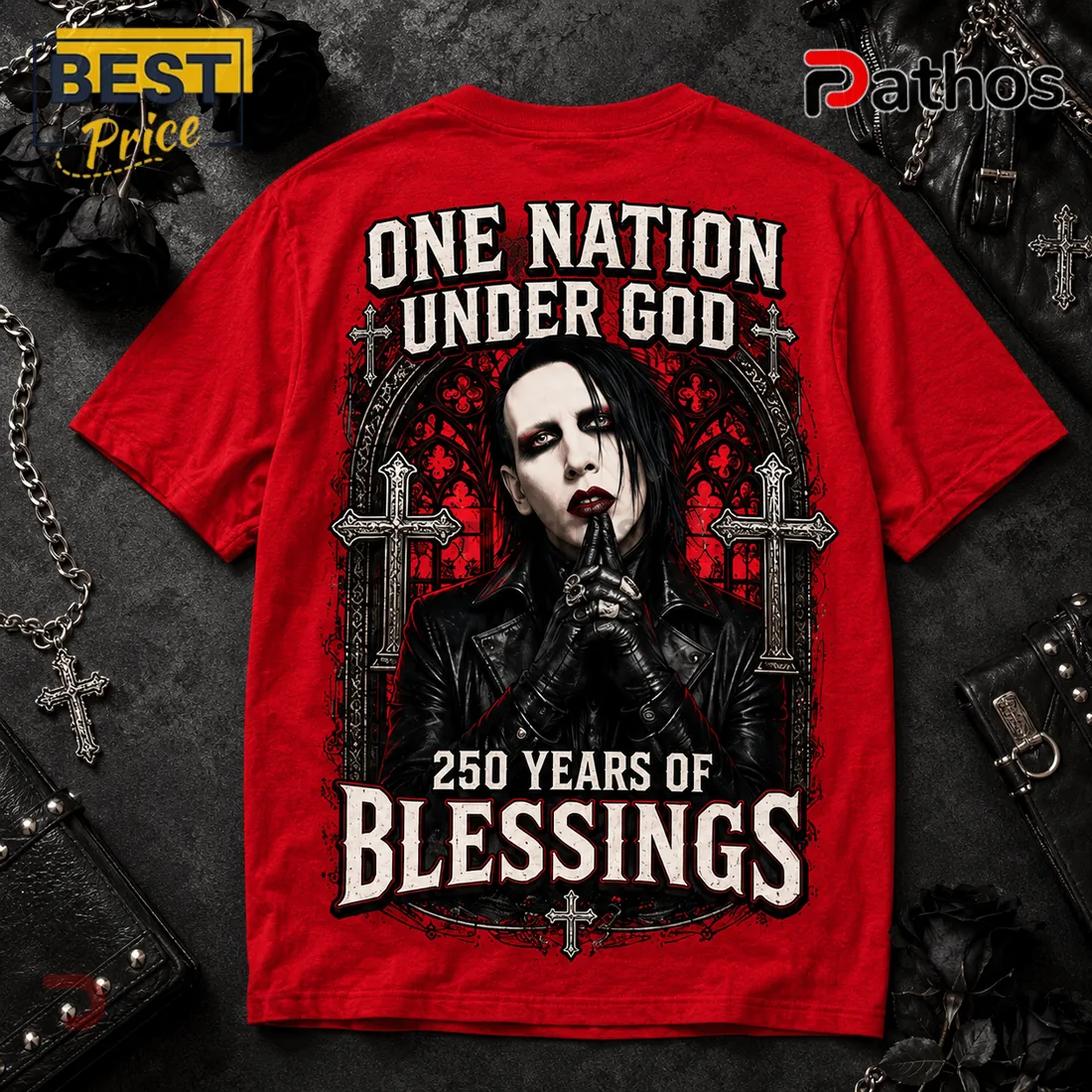 Marilyn Manson God Bless America Red T-Shirt Marilyn Manson God Bless America Red T-Shirt