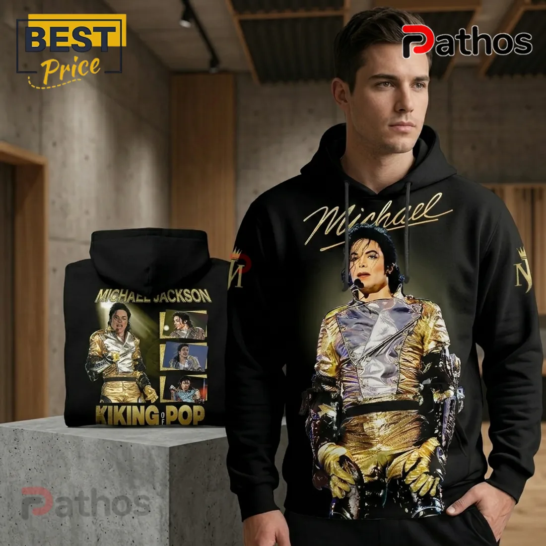 Michael Jackson King of Pop Gold Stage Outfit Graphic Hoodie Michael Jackson King of Pop Gold Stage Outfit Graphic Hoodie